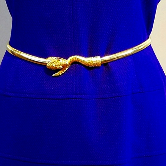 Vintage Accessories - Vintage Snake Goldtone Stretch Belt